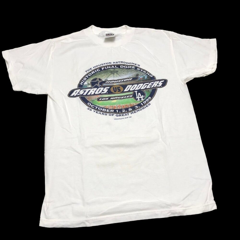 RARE Vintage 1999 Houston Astros vs Dodgers Tee, Astrodome’ Historic Final Stand